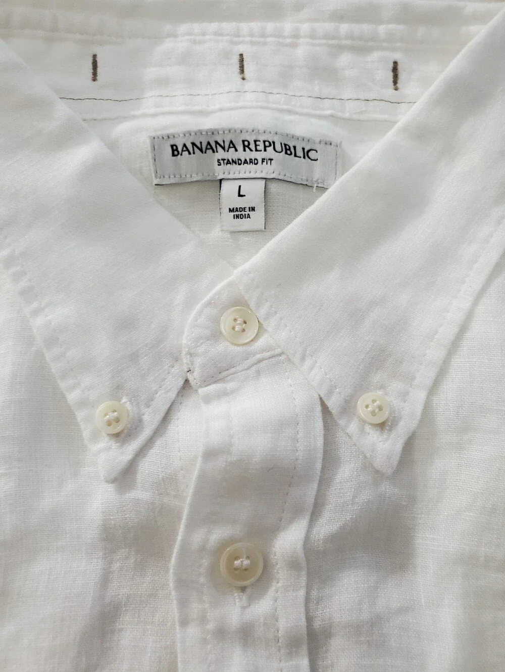 NWOT Banana Republic White Standard-Fit Linen Short-Sleeve Shirt Size Large